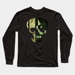 Skull Figure with Abstract Texture (earthside) Long Sleeve T-Shirt